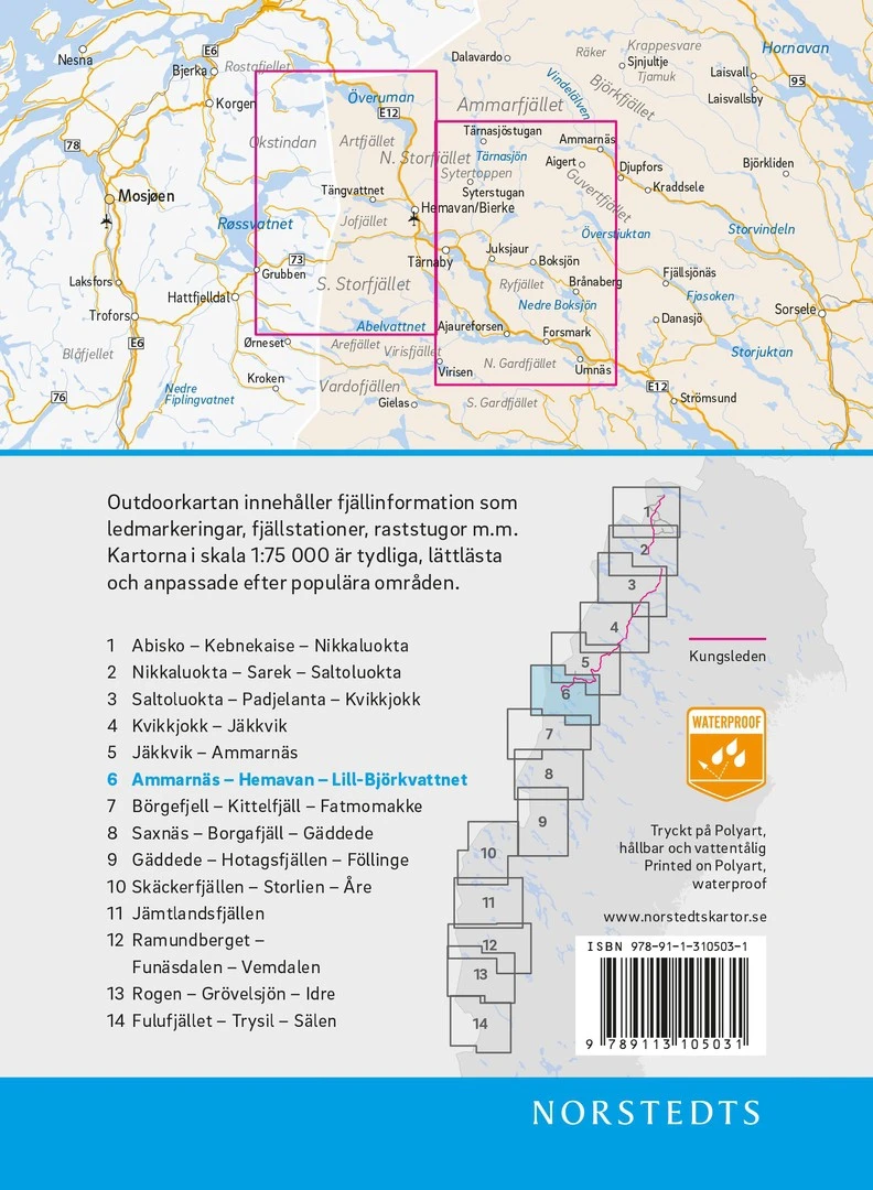 Ammarnäs - Hemavan - Lill - Björkvattnet 1:75 000 BLAD 6 – Image 2