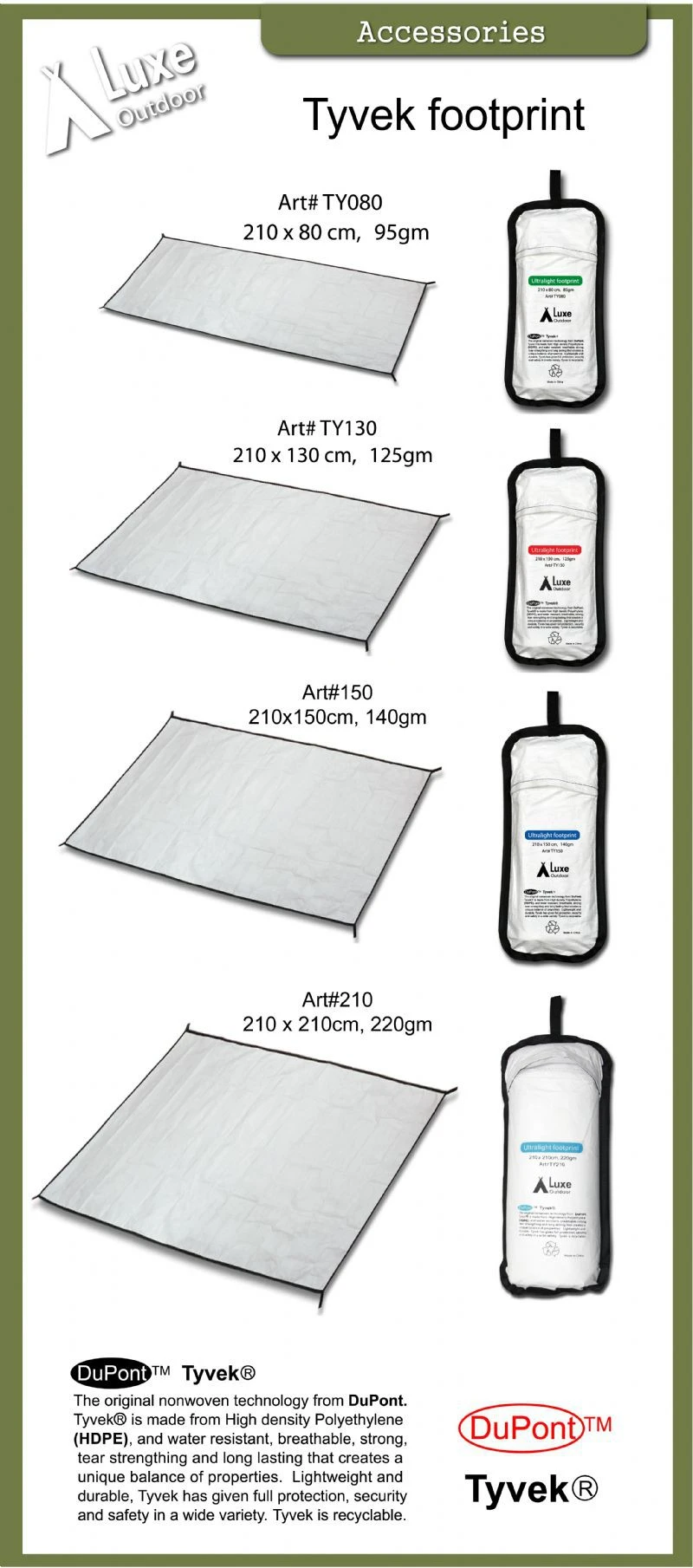 Luxe Outdoor Tyvek Ultralight Footprint 210 X 150 Cm â Image 2
